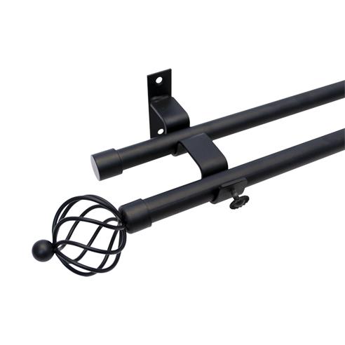 Set doble barra cortina 150 cm negro 19mm