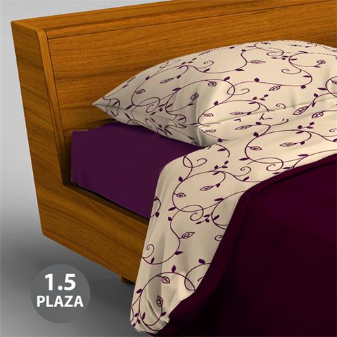 Set sab. polar 1.50 pza. "hojas burdeo b"
