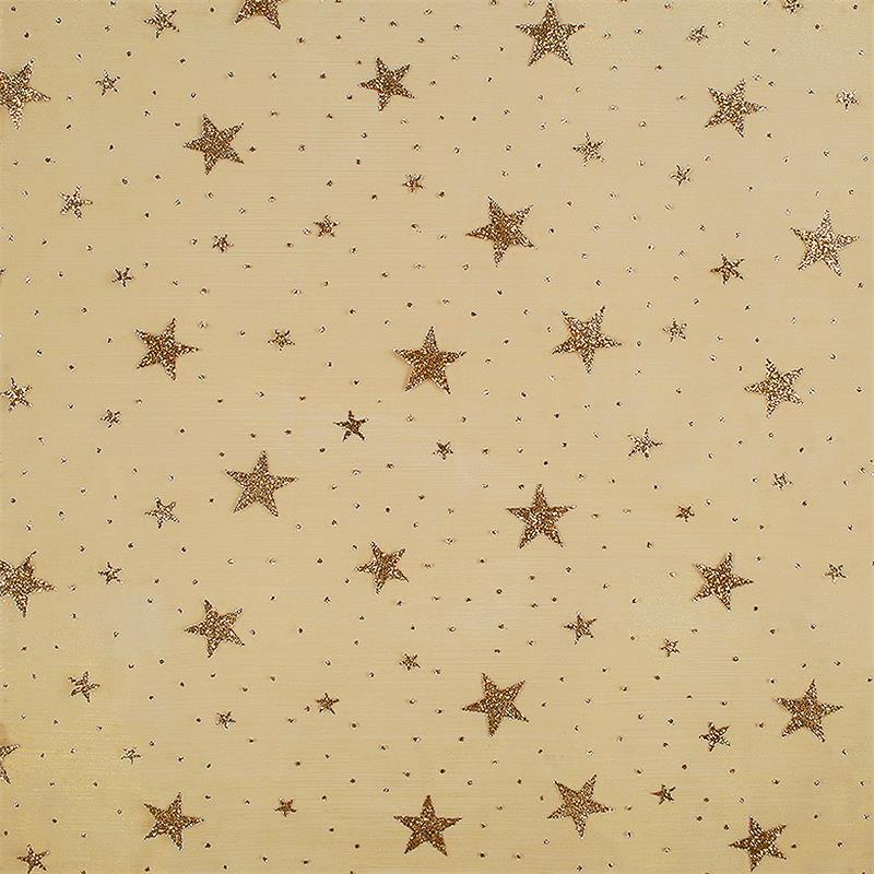 ORGANZA GLITTER ESTRELLA 5 PUNTAS DORADO/DOR 1.50 ANCHO