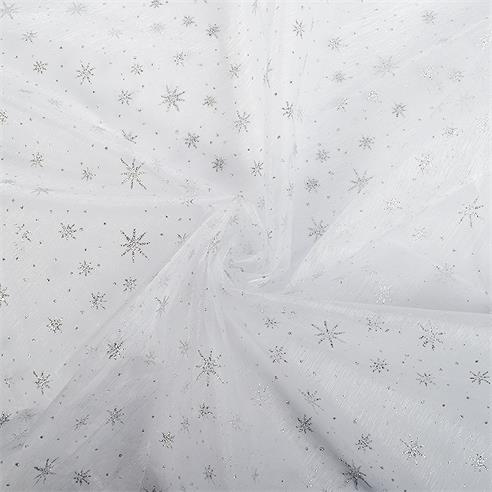 ORGANZA GLITTER "ESTELAR" BLANCO/PLATEADO 2