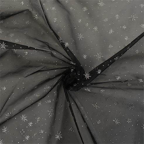 ORGANZA GLITTER "ESTELAR" NEGRO/PLATEADO 2