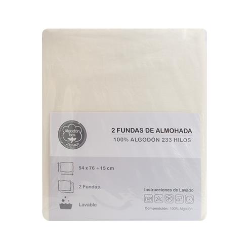 Par de fundas almohada marfil 100% alg. 233 hilos 54x76 cm 2