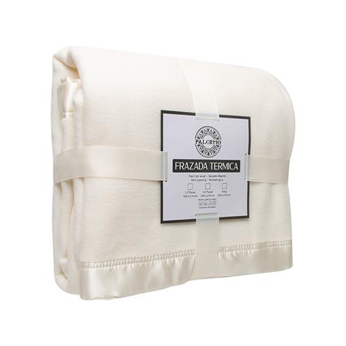 Frazada borde de raso 200x210 crudo