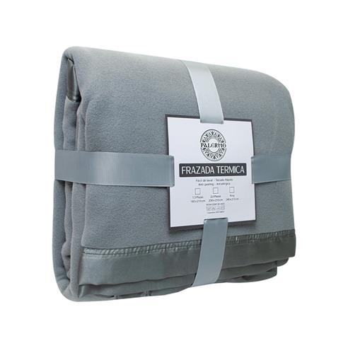 Frazada borde de raso 200x210 gris