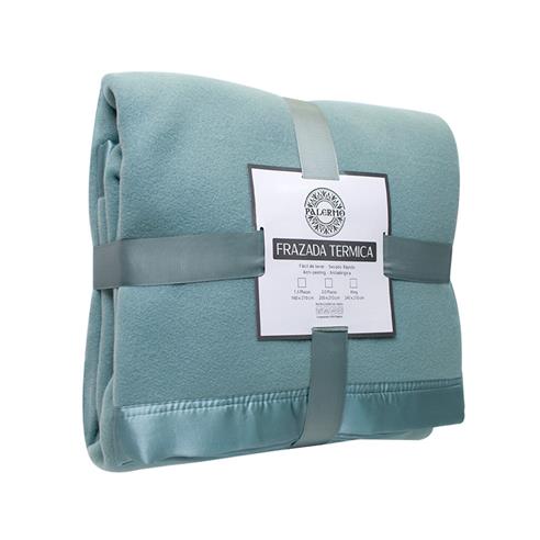 Frazada borde de raso 200x210 salvia