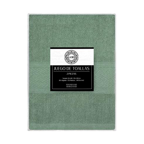 Set 2 toallas col. verde olivo 50x80+70x140-440gr/m2
