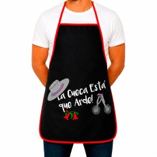 Delantal cocina dis. "cueca" negro